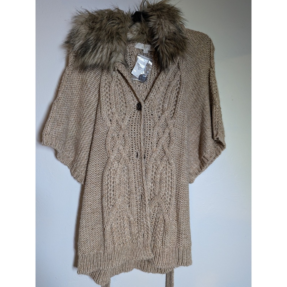 NWT Ann Taylor Loft Faux Fur Collar Sweater Size XS